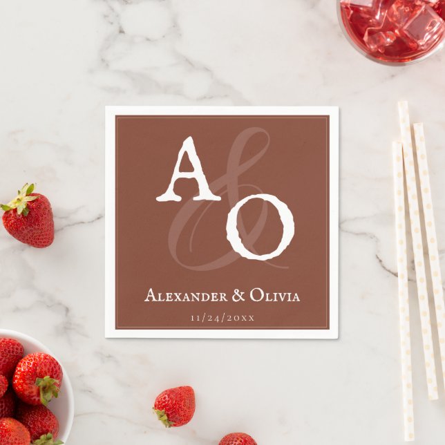 Italienska solnedgångsvarven Orange Minimalist Mon Pappersservett (Insitu)