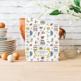 Italienska sommardoodle Monogram Tea Towel Kökshandduk
