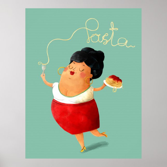 Italienska Spaghetti Donna Poster (Framsidan)