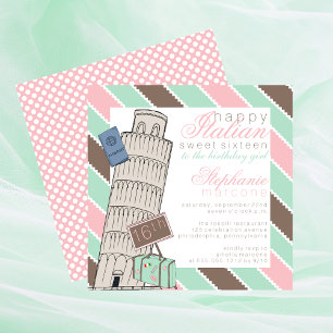 Italienska Spumoni Leaning Torn Sweet 16 Birthday Inbjudningar