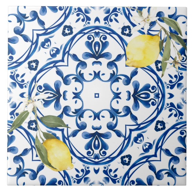Italienska stil,Medelhavet,majolica,citron, Kakelplatta (Framsidan)