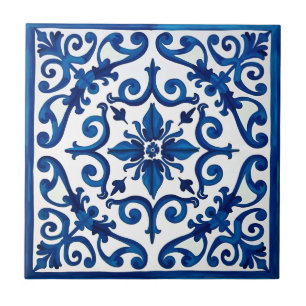 Italienska stil,Medelhavet,mosaik,blått Kakelplatta
