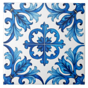 Italienska stil,Medelhavet,mosaik,blått Kakelplatta