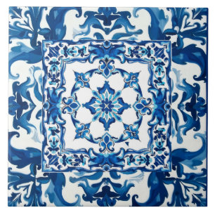 Italienska stil,Medelhavet,mosaik,blått Kakelplatta