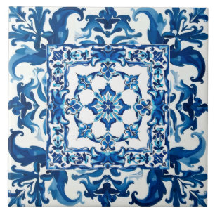 Italienska stil,Medelhavet,mosaik,blått Kakelplatta