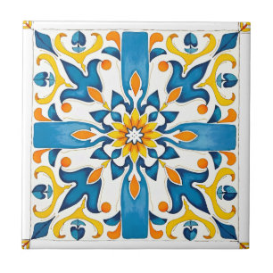 Italienska stil,Medelhavet,mosaik,blått Kakelplatta