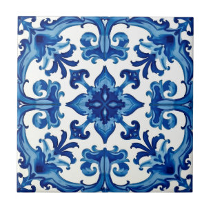Italienska stil,Medelhavet,mosaik,blått Kakelplatta