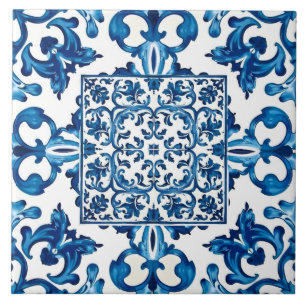 Italienska stil,Medelhavet,mosaik,blått Kakelplatta