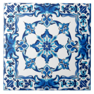 Italienska stil,Medelhavet,mosaik,blått Kakelplatta