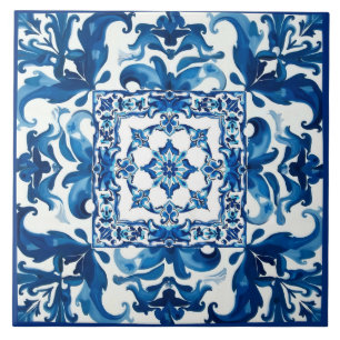 Italienska stil,Medelhavet,mosaik,blått Kakelplatta
