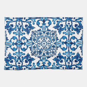 Italienska stil,Medelhavet,mosaik,blått Kökshandduk