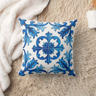 Italienska stil,Medelhavet,mosaik,blått Kudde