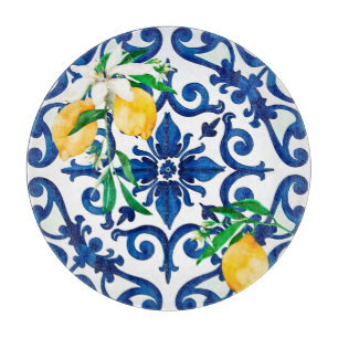 Italienska stil,mosaik,blå,citron,