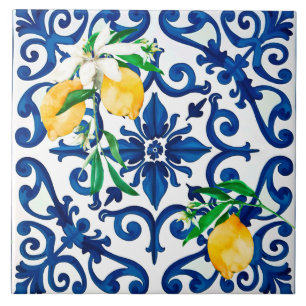 Italienska stil,mosaik,blå,citron, kakelplatta