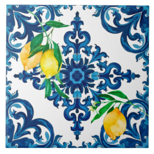 Italienska stil,mosaik,blå,citron, kakelplatta