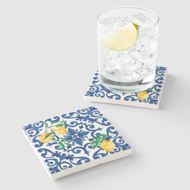Italienska stil,mosaik,blå,citron, stenunderlägg (Sidan)