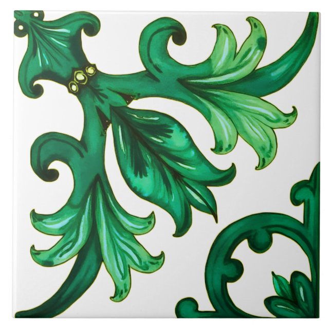 Italienska stil,mosaik,grönt kakelplatta (Framsidan)