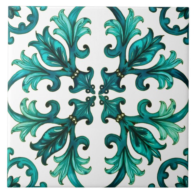 Italienska stil,mosaik,grönt kakelplatta (Framsidan)