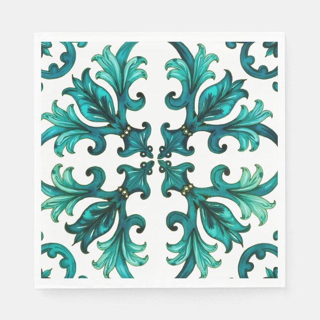 Italienska stil,mosaik,grönt pappersservett (Framsidan)