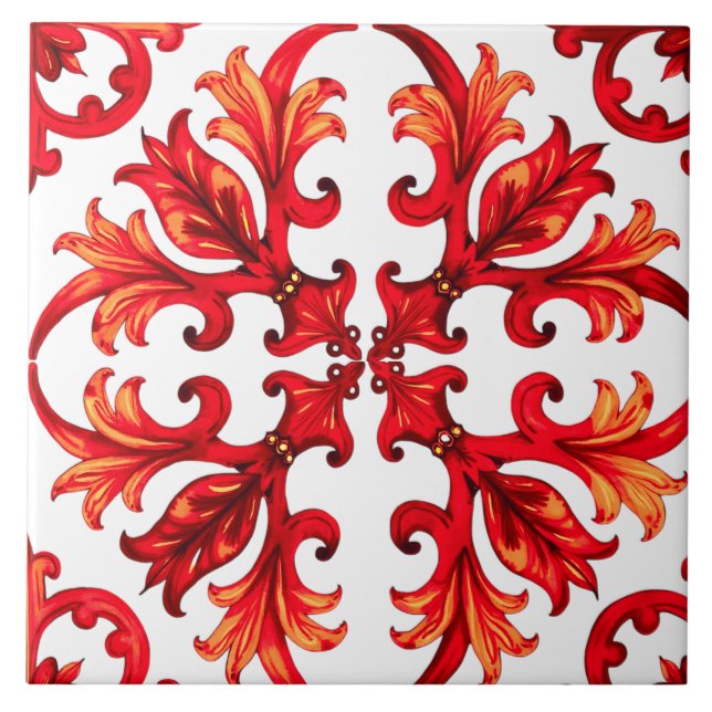 Italienska stil,mosaik,röd kakelplatta (Framsidan)