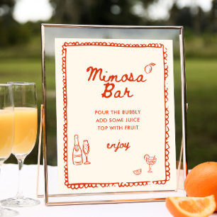 Italienska Stil Orange Hand plockade Mimosa Pub Poster