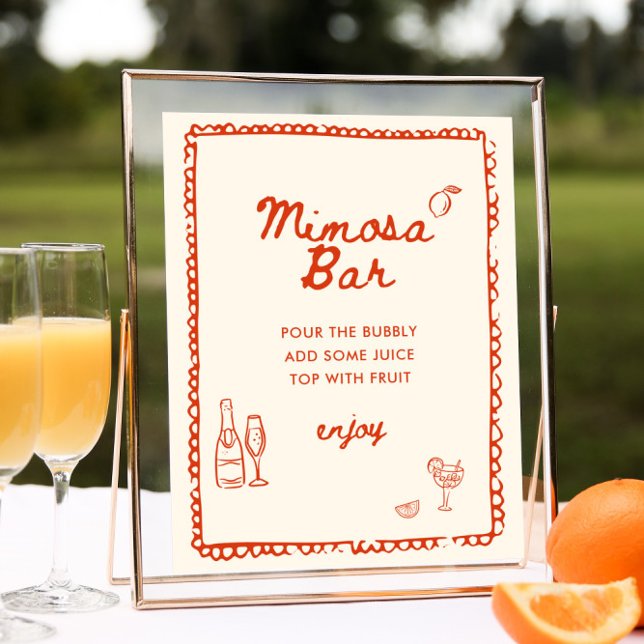Italienska Stil Orange Hand plockade Mimosa Pub Poster (Skapare uppladdad)