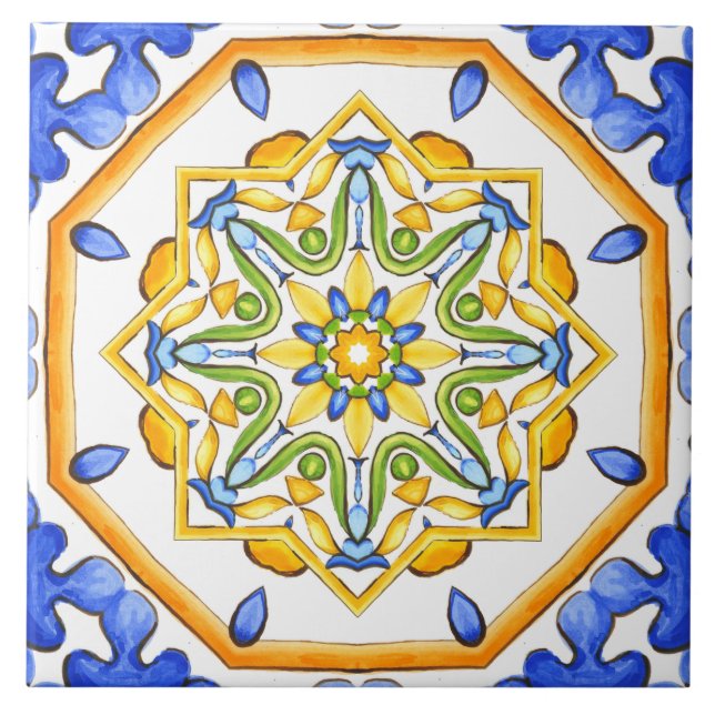 Italienska stil,plattor,majolica All-over-utskrift Kakelplatta (Framsidan)
