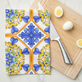 Italienska stil,plattor,majolica All-over-utskrift Kökshandduk