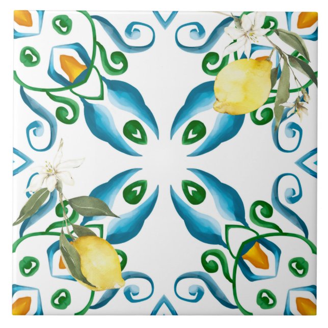 Italienska stil,plattor,majolica,citron,All-over-u Kakelplatta (Framsidan)
