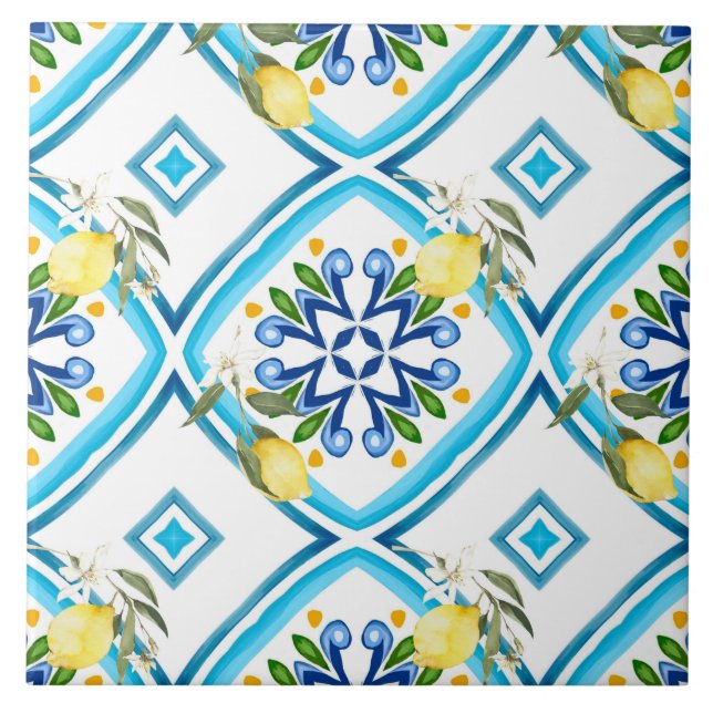 Italienska stil,plattor,majolica,citron,All-over-u Kakelplatta (Framsidan)