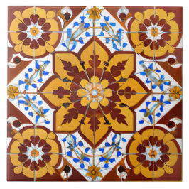Italienska Stil Simulated Mosaic Red och Guld Kakelplatta