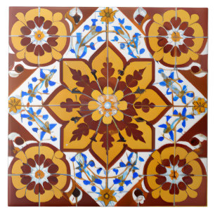 Italienska Stil Simulated Mosaic Red och Guld Kakelplatta