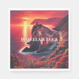 Italienska sunset Coastal Bold Red & Orange Färg Pappersservett