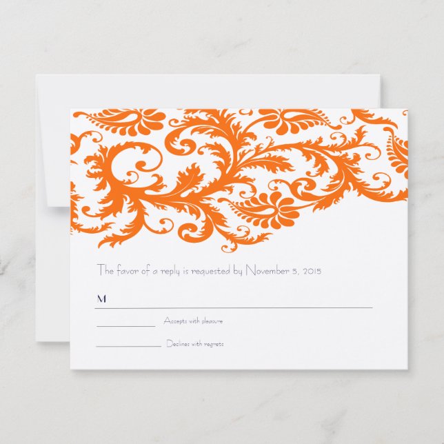 Italienska Sunset Terracotta Orange Damask OSA (Framsida)