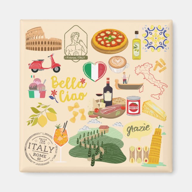 Italienska symboler magnet (Framsidan)