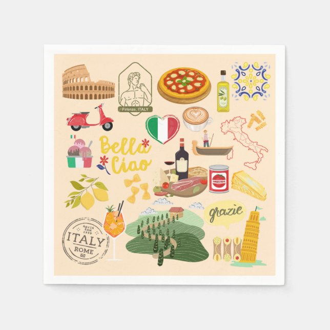 Italienska symboler pappersservett (Framsidan)