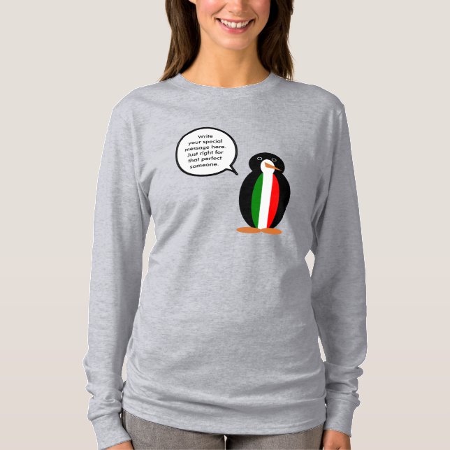 Italienska Talking Penguin Personlig T Shirt (Framsida)