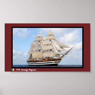 Italienska Tall Frakt Amerigo Vespucci Poster