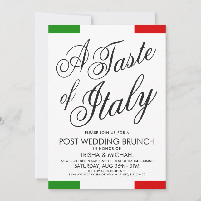 Italienska Thned Post Bröllop Brunch | Middag Inbj Inbjudningar (Framsida)