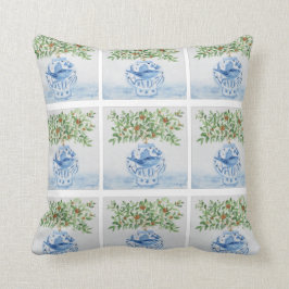 Italienska Tile Blue och White Fish Ginger Burk Kudde