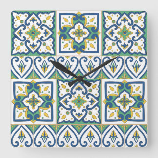 Italienska Tile Mönster - sicilianska keramik Fyrkantig Klocka