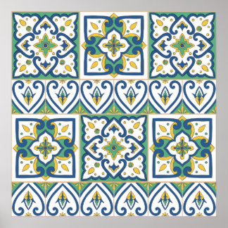Italienska Tile Mönster - sicilianska keramik Poster