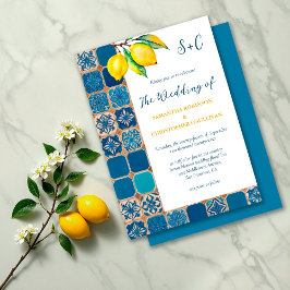 Italienska Tiles Lemon Mediterranean Bröllop Inbjudningar