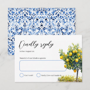 Italienska Tiles Lemon Träd Watercolor Bröllop OSA Kort