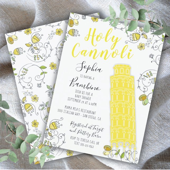 Italienska Torn i Pisa Gender Neutral Baby Shower  Inbjudningar (Skapare uppladdad)