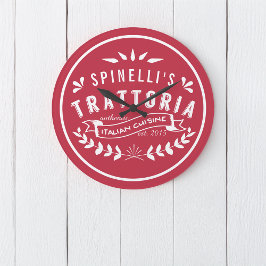 Italienska Trattoria Ditt namn Restaurant-Logotyp Stor Klocka
