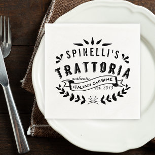 Italienska Trattoria Personlig Restaurant Logotyp Pappersservett
