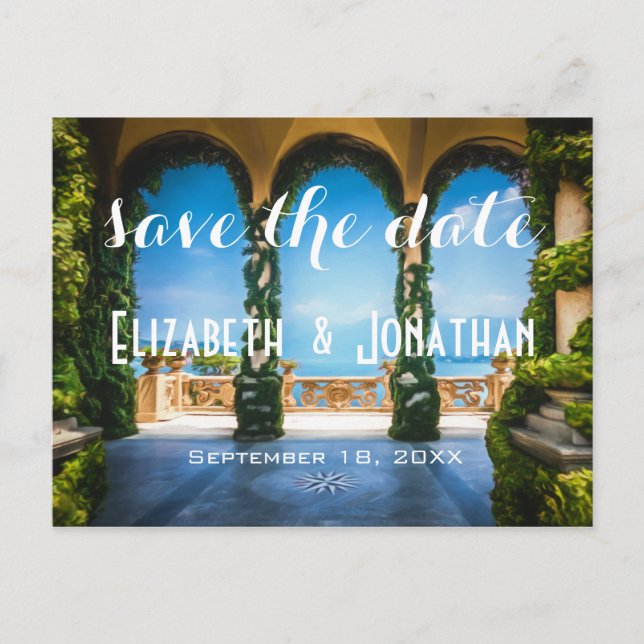 Italienska valv Elegant Save The Date ZZ Meddelande Vykort (Framsida)