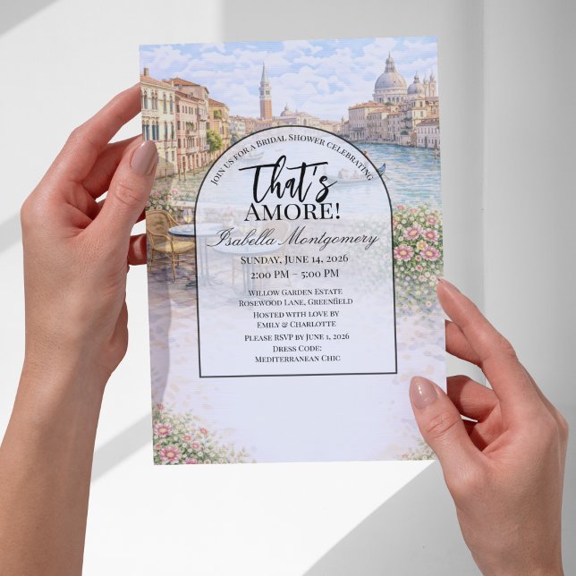 Italienska Venedig Det är kärlek Bröllopsdusch Inbjudningar (Italian Venice That’s Amore Bridal Shower Invitations
)