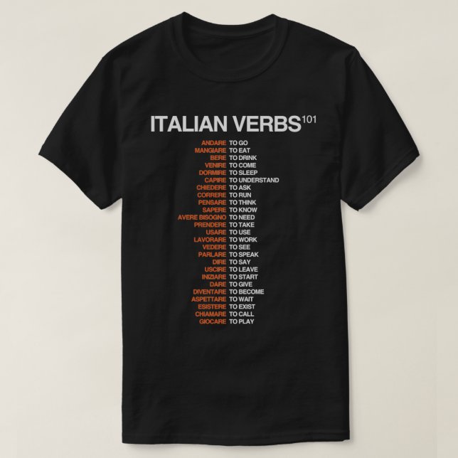 Italienska verbs 101 Italienska spjutblad T Shirt (Design framsida)